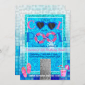 Pool Party, zomer, Glitter bij het koele zwembad Kaart (Voorkant / Achterkant)