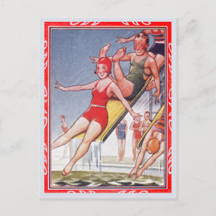 Pool Party  zwemmen Briefkaart