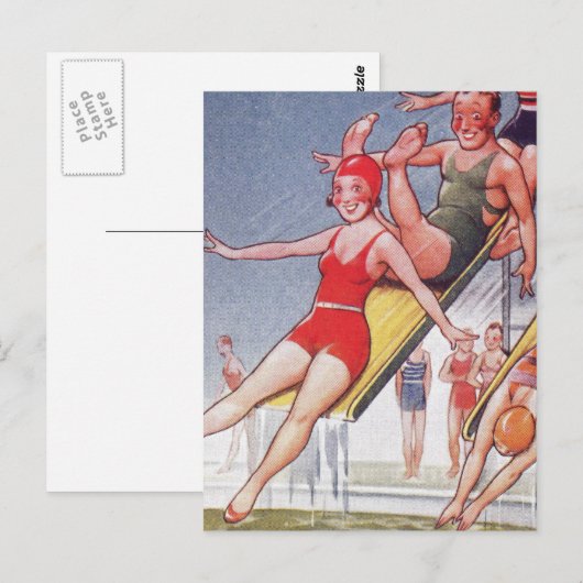 Pool Party  zwemmen Briefkaart (Voorkant / Achterkant)