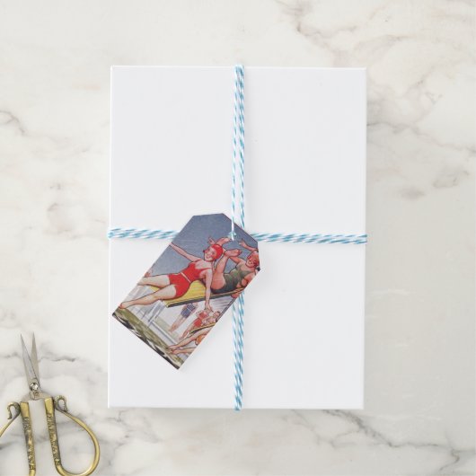 Pool Party  zwemmen Cadeaulabel (Met Touw)