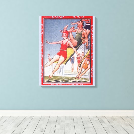 Pool Party zwemmen Canvas Afdruk (Insitu (Houten vloer))