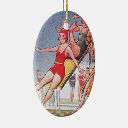 Pool Party zwemmen Keramisch Ornament (Rechts)