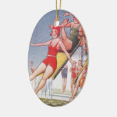 Pool Party  zwemmen Keramisch Ornament (Links)