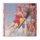 Pool Party zwemmen Tegeltje (Voorkant)