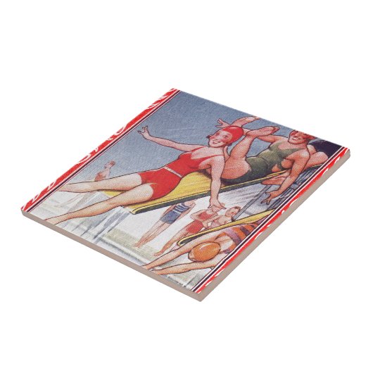 Pool Party zwemmen Tegeltje (Zijkant)