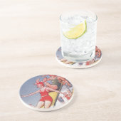 Pool Party zwemmen Zandsteen Onderzetter (Zijkant)