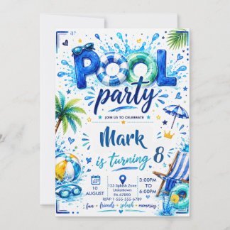 Pool Party zwemmen zomer Jongens Verjaardag Kaart
