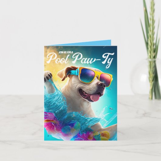 Pool Paw-Ty Invitation, Pool Puppy Birthday Party (Voorkant)