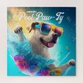 Pool Paw-Ty Invitation, Pool Puppy Birthday Party Legpuzzel (Verticaal)