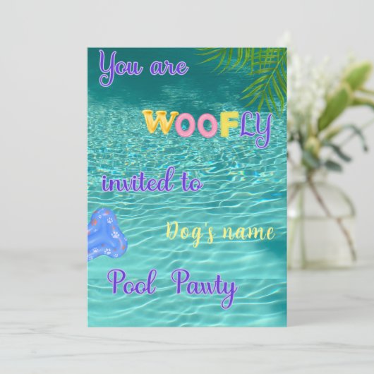 Pool Pawty Birthday Invitation Kaart (Staand voorkant)