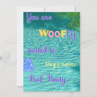 Pool Pawty Birthday Invitation Kaart