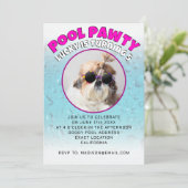 Pool pawty puppy hond aangepaste foto verjaardagsf kaart (Staand voorkant)