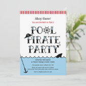 Pool Piratenpartij Verjaardag Uitnodigen Kaart (Staand voorkant)