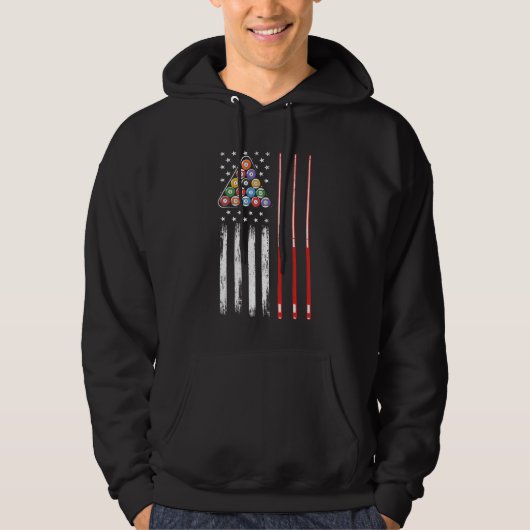 Pool Player American Flag Hoodie (Voorkant)