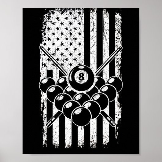 Pool Player American USA Flag Billard Poster (Voorkant)