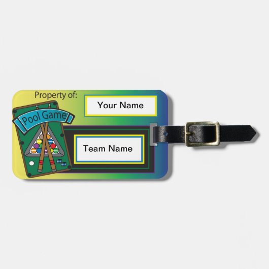 Pool Player Billiardspel Bagagelabel (Voorkant horizontaal)