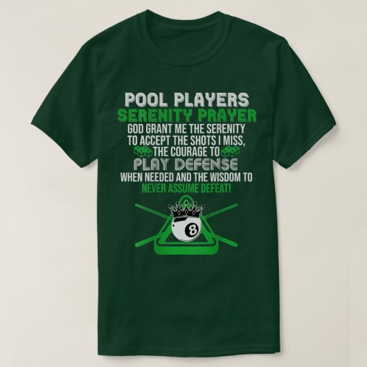 Pool Player Service Prayer Pool Billiards Lover B T-shirt (Design voorkant)