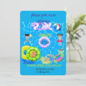 Pool plezier en spelen verjaardagsfeestje kaart (Staand voorkant)