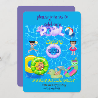 Pool plezier en spelen verjaardagsfeestje kaart