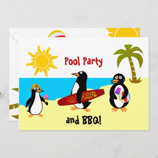 Pool Pool Pool Party/Beach Party Kaart (Voorkant / Achterkant)