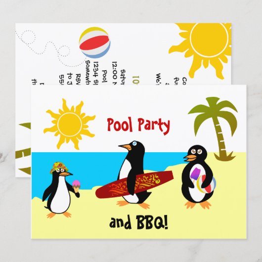 Pool Pool Pool Party/Beach Party Kaart (Voorkant / Achterkant)