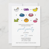 Pool Rafts Iconen Pool Party uitnodiging (Voorkant)