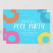 Pool Ring Party Birthday Any Age Uitnodiging (Voorkant / Achterkant)