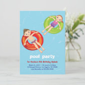Pool Rings Summer Swim Birthday Party Invitation Kaart (Staand voorkant)