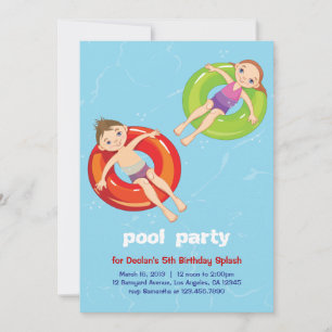 Pool Rings Summer Swim Birthday Party Invitation Kaart
