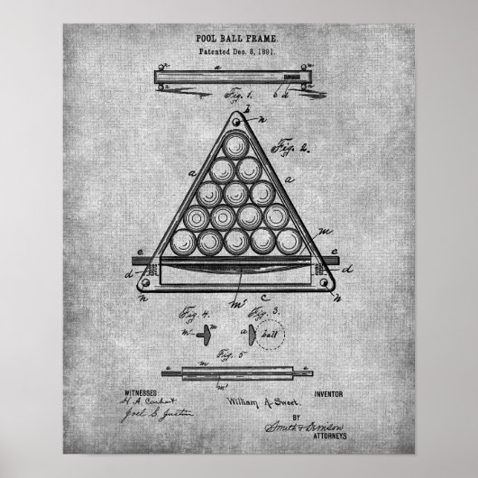 Pool Room Decor Print 3 Billiards Patent (Voorkant)