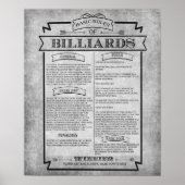 Pool Room Print 8 Billiards Game Rules Poste (Voorkant)
