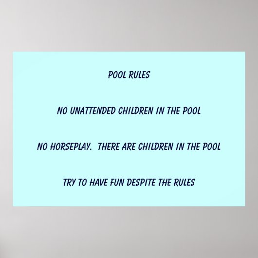 Pool Rules Poster (Voorkant)