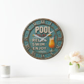 Pool Rules Swimming Decor Grote Klok (Huis)