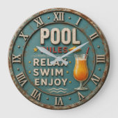Pool Rules Swimming Decor Grote Klok (Voorkant)