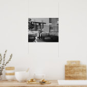 Pool schieten, 1940. Oude foto Poster (Keuken)