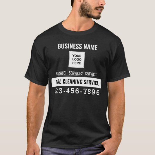 Pool Schoonmakende Dienst QR code Logo douanewerk T-shirt (Voorkant)