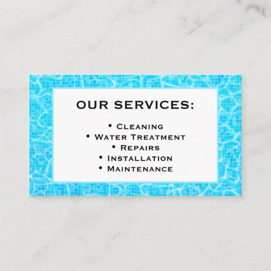 Pool Service Business Card Template Visitekaartje (Achterkant)