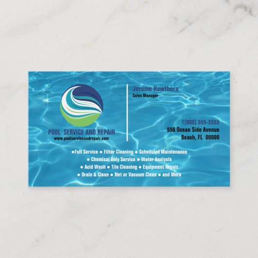 Pool Service en reparatie Visitekaartje (Voorkant)