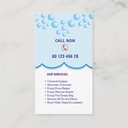 Pool-service Visitekaartje (Achterkant)