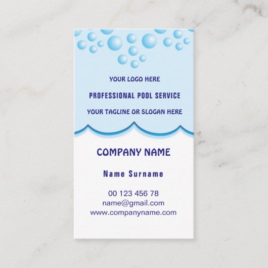 Pool-service Visitekaartje (Voorkant)