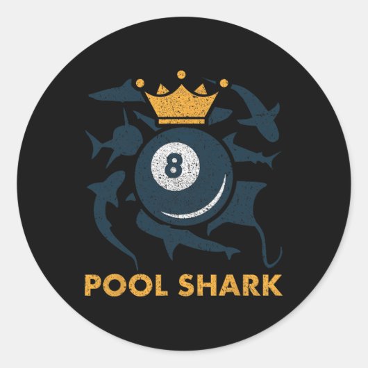 Pool Shark Biljart Pool Biljart Hall Player BA Ronde Sticker (Voorkant)