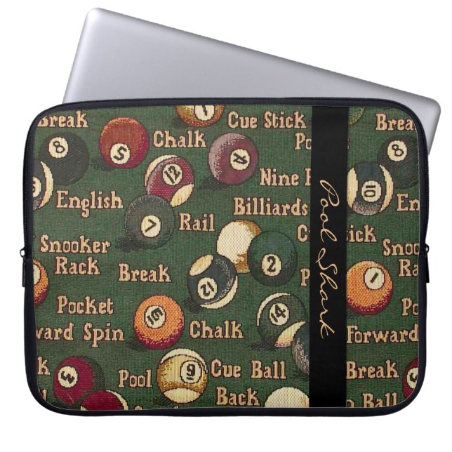 Pool Shark Billiard Balls Background-laptophoes Laptop Sleeve (Voorkant)