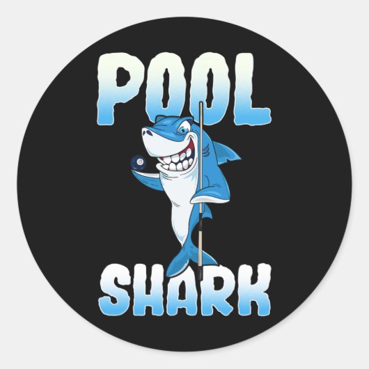 Pool Shark Funny Pool Billiards Player Ronde Sticker (Voorkant)