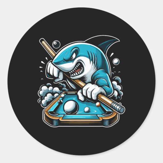 Pool Shark Funny Pool Player Biljart 8- Ronde Sticker (Voorkant)