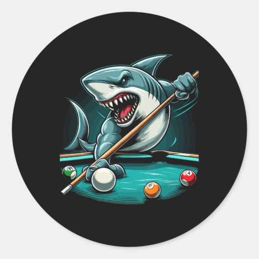 Pool Shark Funny Pool Player Biljart 8- Ronde Sticker (Voorkant)