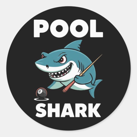 Pool Shark Snooker Speler Grappige Biljart Ronde Sticker (Voorkant)