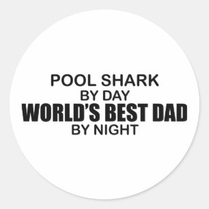 Pool Shark World's Best Dad by Night Ronde Sticker