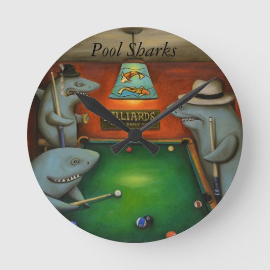 Pool Sharks met Lettering Ronde Klok (Voorkant)