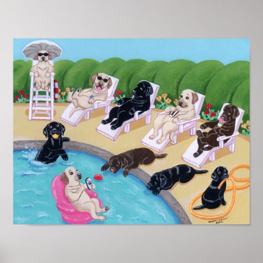 Pool Side Labradors-werk Poster (Voorkant)