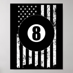 Pool Snooker Biljart Speler 8 Ball USA Amerikaans Poster